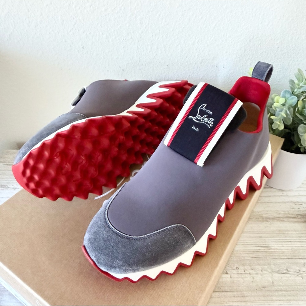 New Christian Louboutin Tiketa Run velvet neoprene women sneakers size 37, US 7